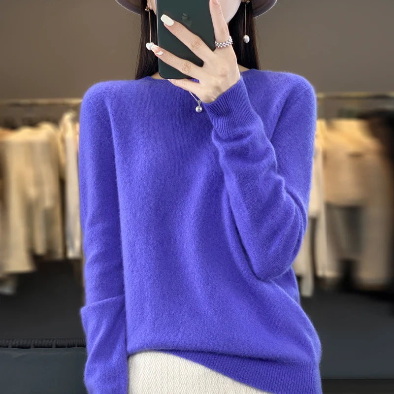 New cashmere sweater women's sweater in autumn and winter 100% merino wool fashion O-neck autumn warm pullover top