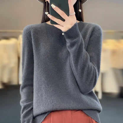 New cashmere sweater women's sweater in autumn and winter 100% merino wool fashion O-neck autumn warm pullover top