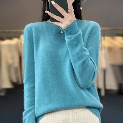 New cashmere sweater women's sweater in autumn and winter 100% merino wool fashion O-neck autumn warm pullover top